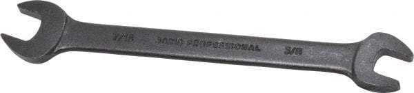 Proto - 3/8" x 7/16" Standard Open End Wrench - 5-7/8" OAL, Double End, Black Finish, 15° Head Angle - Apex Tool & Supply