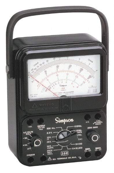 Simpson Electric - 12389, 1,000 VAC/VDC, Analog Manual Ranging Multimeter - 20 mOhm, Measures Voltage, Current, Resistance - Apex Tool & Supply