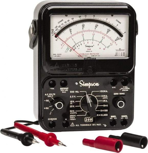 Simpson Electric - 12391, 1,000 VAC/VDC, Analog Manual Ranging Multimeter - 20 mOhm, Measures Voltage, Current, Resistance - Apex Tool & Supply