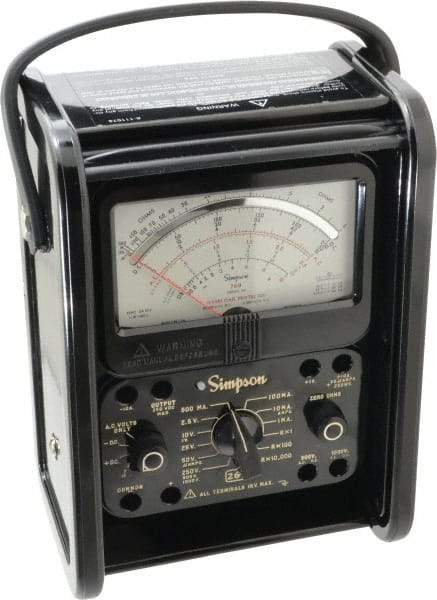 Simpson Electric - 12392, 1,000 VAC/VDC, Analog Manual Ranging Multimeter - 20 mOhm, Measures Voltage, Current, Resistance - Apex Tool & Supply