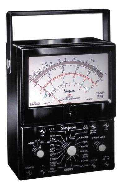 Simpson Electric - 12206, 1,000 VAC/VDC, Analog Manual Ranging Multimeter - 200 Ohm, Measures Voltage, Current, Resistance - Apex Tool & Supply