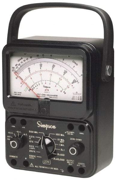 Simpson Electric - 12226, 1,000 VAC/VDC, Analog Manual Ranging Multimeter - 20 mOhm, Measures Voltage, Current, Resistance - Apex Tool & Supply
