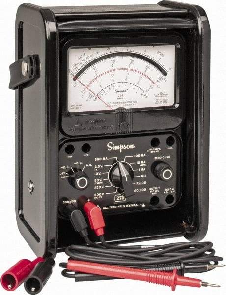 Simpson Electric - 12227, 1,000 VAC/VDC, Analog Manual Ranging Multimeter - 20 mOhm, Measures Voltage, Current, Resistance - Apex Tool & Supply