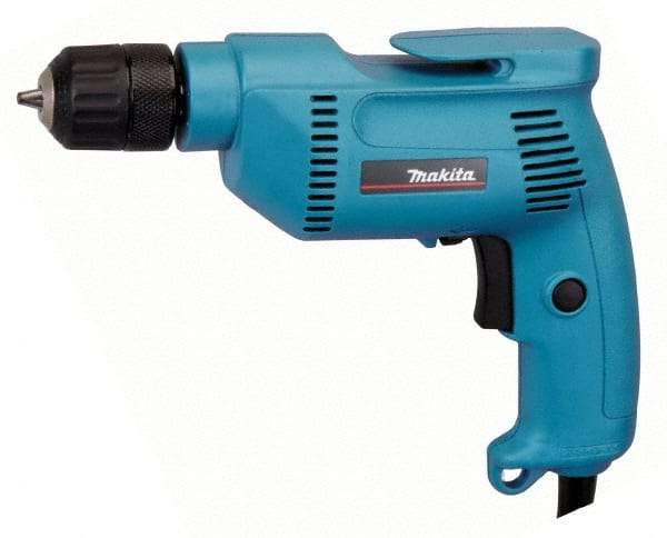 Makita - 3/8" Keyless Chuck, 2,500 RPM, Pistol Grip Handle Electric Drill - 4.9 Amps, 115 Volts, Reversible, Includes Keyless Chuck - Apex Tool & Supply