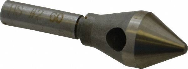 Interstate - 1/4" Shank Diam, 0 Flute 60° High Speed Steel Countersink - Bright Finish, Single End, Straight Shank, Right Hand Cut - Apex Tool & Supply