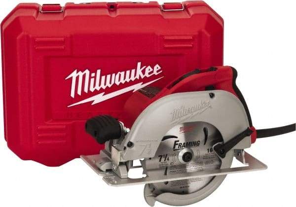 Milwaukee Tool - 15 Amps, 7-1/4" Blade Diam, 5,800 RPM, Electric Circular Saw - 120 Volts, 3.25 hp, 9' Cord Length, 5/8" Arbor Hole, Left Blade - Apex Tool & Supply