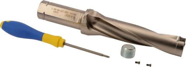 Iscar - 5" Max Drill Depth, 4xD, 1-1/4" Diam, Indexable Insert Drill - 1-1/4" Shank Diam, Whistle Notch Shank - Apex Tool & Supply