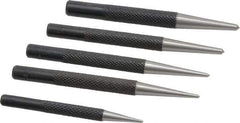 General - 5 Piece, 1/16 to 5/32", Center Punch Set - Round Shank, Comes in Vinyl Case - Apex Tool & Supply