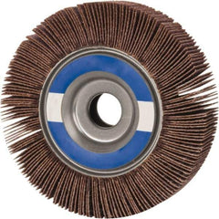 Made in USA - 4" Diam, 80 Grit Aluminum Oxide Unmounted Flap Wheel - 5/8" Hole, 1" Wide, Coated, Medium Grade, 9,000 Max RPM , X Weighted Backing - Apex Tool & Supply