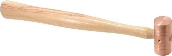 Made in USA - 1/2 Lb Head 3/4" Face Copper Nonmarring Hammer - 10-1/2" OAL, Wood Handle - Apex Tool & Supply