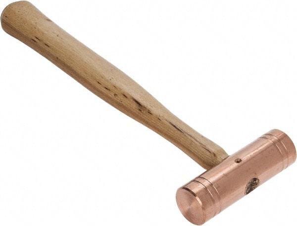 Made in USA - 1-1/2 Lb Head 1-1/4" Face Copper Nonmarring Hammer - 12" OAL, Wood Handle - Apex Tool & Supply