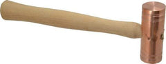 Made in USA - 2 Lb Head 1-1/2" Face Copper Nonmarring Hammer - 13" OAL, Wood Handle - Apex Tool & Supply