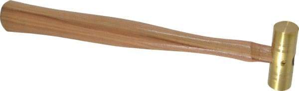 Made in USA - 1/4 Lb Head 3/4" Face Brass Nonmarring Hammer - 10-1/2" OAL, Wood Handle - Apex Tool & Supply