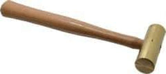 Made in USA - 1-1/2 Lb Head 1-1/4" Face Brass Nonmarring Hammer - 12" OAL, Wood Handle - Apex Tool & Supply