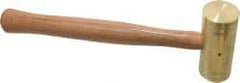 Made in USA - 3 Lb Head 1-3/4" Face Brass Nonmarring Hammer - 14" OAL, Wood Handle - Apex Tool & Supply