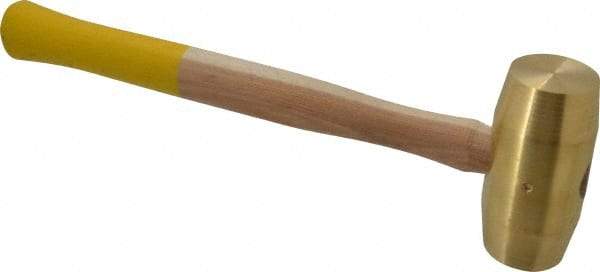Made in USA - 5 Lb Head 1-7/8" Face Brass Nonmarring Hammer - 15" OAL, Wood Handle - Apex Tool & Supply