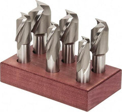 Hertel - 3/4 to 1-1/2", 2 Flute End Mill Set - Uncoated, High Speed Steel, 3/4" Shank Diam, Centercutting - Apex Tool & Supply
