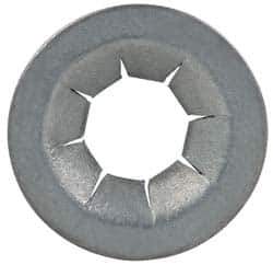 Made in USA - 17/32" OD, Spring Steel Push Nut - Zinc-Plated, 7/32" Shaft Diam - Apex Tool & Supply