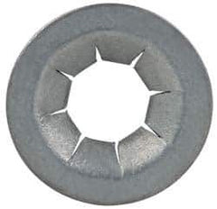 Made in USA - 17/32" OD, Spring Steel Push Nut - Zinc-Plated, 7/32" Shaft Diam - Apex Tool & Supply