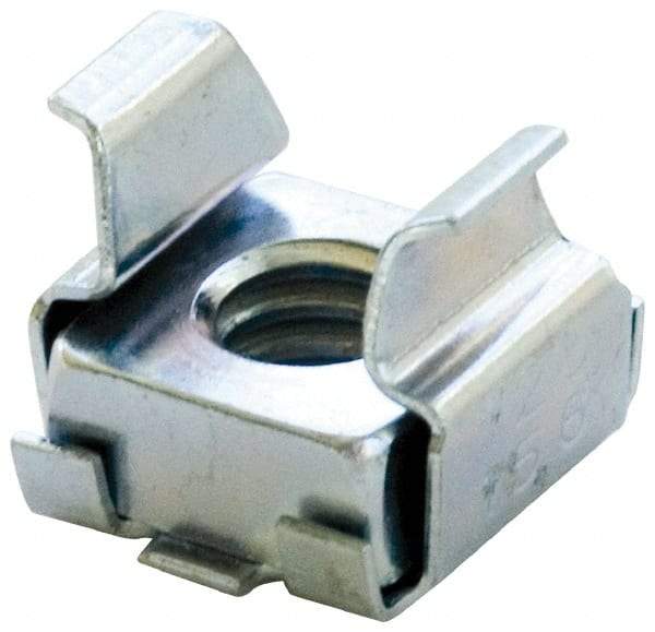 Made in USA - 3/8-16 Screw, 0.093 to 1/8" Thick, Spring Steel Cage Nut - Zinc-Plated Finish - Apex Tool & Supply