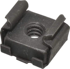 Made in USA - #10-24 Screw, 0.025 to 1/16" Thick, Spring Steel Cage Nut - Black Phosphate Finish - Apex Tool & Supply