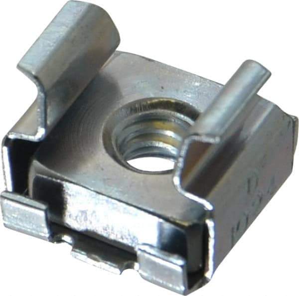Made in USA - #10-24 Screw, 0.064 to 0.105" Thick, Spring Steel Cage Nut - Zinc-Plated Finish - Apex Tool & Supply