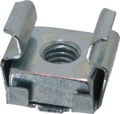 Made in USA - #10-32 Screw, 0.064 to 0.105" Thick, Spring Steel Cage Nut - Zinc-Plated Finish - Apex Tool & Supply