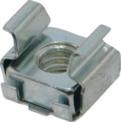 Made in USA - 1/4-20 Screw, 0.093 to 1/8" Thick, Spring Steel Cage Nut - Zinc-Plated Finish - Apex Tool & Supply