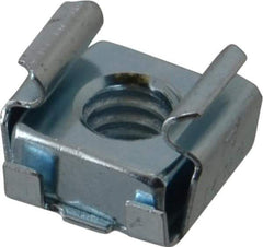 Made in USA - 1/4-20 Screw, 0.025 to 1/16" Thick, Spring Steel Cage Nut - Zinc-Plated Finish - Apex Tool & Supply