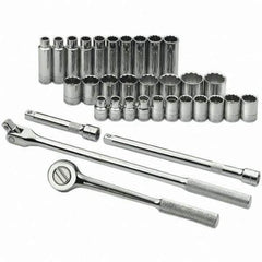 SK - 1/2" Drive Standard Deep Socket Set - 10 to 28mm, Metric Measurement Standard - Apex Tool & Supply