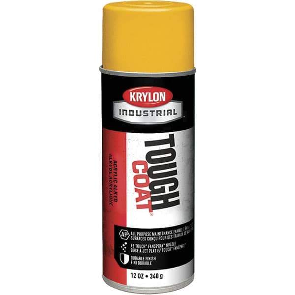 Krylon - OSHA Yellow, 12 oz Net Fill, High Gloss, Enamel Spray Paint - 20 to 25 Sq Ft per Can, 16 oz Container, Use on Conduits, Ducts, Electrical Equipment, Machinery, Metal, Motors, Pipelines & Marking Areas, Railings, Steel Bars, Tool Boxes, Tools - Apex Tool & Supply