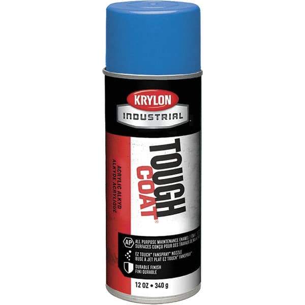 Krylon - OSHA Blue, 12 oz Net Fill, High Gloss, Enamel Spray Paint - 20 to 25 Sq Ft per Can, 16 oz Container, Use on Conduits, Ducts, Electrical Equipment, Machinery, Metal, Motors, Pipelines & Marking Areas, Railings, Steel Bars, Tool Boxes, Tools - Apex Tool & Supply