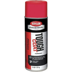 Krylon - Red, Fluorescent, Aerosol Spray Paint - 15 to 20 Sq Ft per Can, 12 oz Container - Apex Tool & Supply