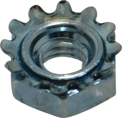 Value Collection - #12-24, Zinc Plated, Steel Hex Nut with External Tooth Washer - 1/2" Washer Diam, 7/16" Width Across Flats - Apex Tool & Supply