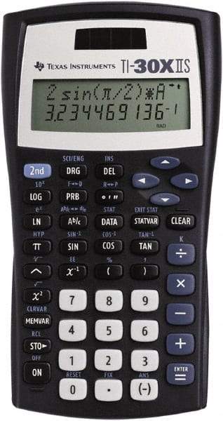 Texas Instruments - LCD Scientific Calculator - 3-3/8 x 6-3/8 Display Size, Black, Battery & Solar Powered, 1.1" Long x 6-1/2" Wide - Apex Tool & Supply