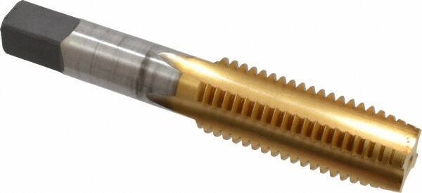Cleveland - 3/4-10 UNC 4 Flute TiN Finish High Speed Steel Straight Flute Standard Hand Tap - Plug, Right Hand Thread, 4-1/4" OAL, 2" Thread Length, H3 Limit, Oversize - Apex Tool & Supply