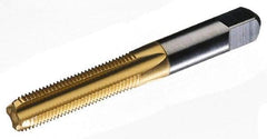 Hertel - M14x2.00 Metric Coarse 6H 4 Flute TiN Finish High Speed Steel Straight Flute Standard Hand Tap - Bottoming, Right Hand Thread, 3-19/32" OAL, 1-21/32" Thread Length, D7 Limit, Oversize - Apex Tool & Supply
