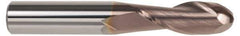SGS - 27/64" Diam, 1" LOC, 2 Flute Solid Carbide Ball End Mill - TiCN Finish, Single End, 2-3/4" OAL, 7/16" Shank Diam, Spiral Flute - Apex Tool & Supply