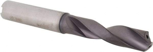 Iscar - 0.39" Spiral Flute Solid Carbide Screw Machine Drill Bit - TiAlN Finish, Right Hand Cut, 1.85" Flute Length, 3.62" OAL, Standard Point, Straight Shank, Through Coolant - Apex Tool & Supply