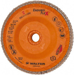 WALTER Surface Technologies - 80 Grit, 4-1/2" Disc Diam, 5/8-11 Center Hole, Flap Disc - Plastic Backing, Arbor Attaching System, Coated - Apex Tool & Supply