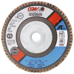 Camel Grinding Wheels - 120 Grit, 7" Disc Diam, 7/8" Center Hole, Type 29 Aluminum Oxide Flap Disc - 8,600 Max RPM, Polyester Backing, Arbor Attaching System, Coated - Apex Tool & Supply