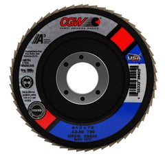 Camel Grinding Wheels - 80 Grit, 4-1/2" Disc Diam, 7/8" Center Hole, Type 29 Aluminum Oxide Flap Disc - 13,300 Max RPM, Polyester Backing, Arbor Attaching System, Coated - Apex Tool & Supply