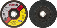Camel Grinding Wheels - 120 Grit, 7" Disc Diam, 7/8" Center Hole, Type 27 Zirconia Alumina Flap Disc - 8,600 Max RPM, Poly Cotton Backing, Arbor Attaching System, Coated - Apex Tool & Supply