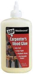 DAP - 16 oz Bottle Yellow Wood Glue - 5 to 7 min Working Time, 72 hr Full Cure Time, Bonds to Cardboard, Fabric, Leather, Particle Board & Wood - Apex Tool & Supply