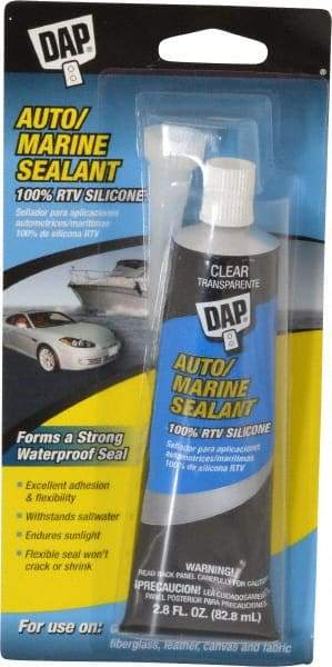 DAP - 2.8 oz Tube Clear RTV Silicone Joint Sealant - -40 to 400°F Operating Temp, 10 to 20 min Tack Free Dry Time, 24 hr Full Cure Time - Apex Tool & Supply