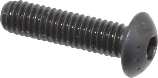 Made in USA - M4x0.70 Metric Coarse Hex Socket Drive, Button Screw - Alloy Steel, Black Oxide Finish, Fully Threaded, 16mm Length Under Head - Apex Tool & Supply