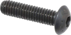 Made in USA - M4x0.70 Metric Coarse Hex Socket Drive, Button Screw - Alloy Steel, Black Oxide Finish, Fully Threaded, 16mm Length Under Head - Apex Tool & Supply