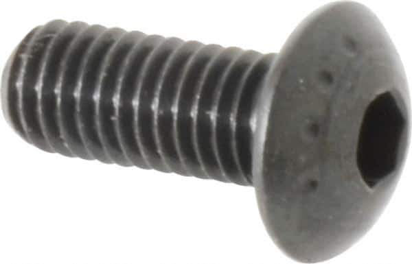 Made in USA - M5x0.80 Metric Coarse Hex Socket Drive, Button Screw - Alloy Steel, Black Oxide Finish, Fully Threaded, 12mm Length Under Head - Apex Tool & Supply