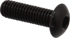 Made in USA - M5x0.80 Metric Coarse Hex Socket Drive, Button Screw - Alloy Steel, Black Oxide Finish, Fully Threaded, 16mm Length Under Head - Apex Tool & Supply