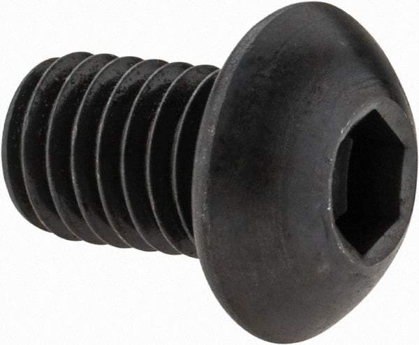 Made in USA - M8x1.25 Metric Coarse Hex Socket Drive, Button Screw - Alloy Steel, Black Oxide Finish, Fully Threaded, 12mm Length Under Head - Apex Tool & Supply